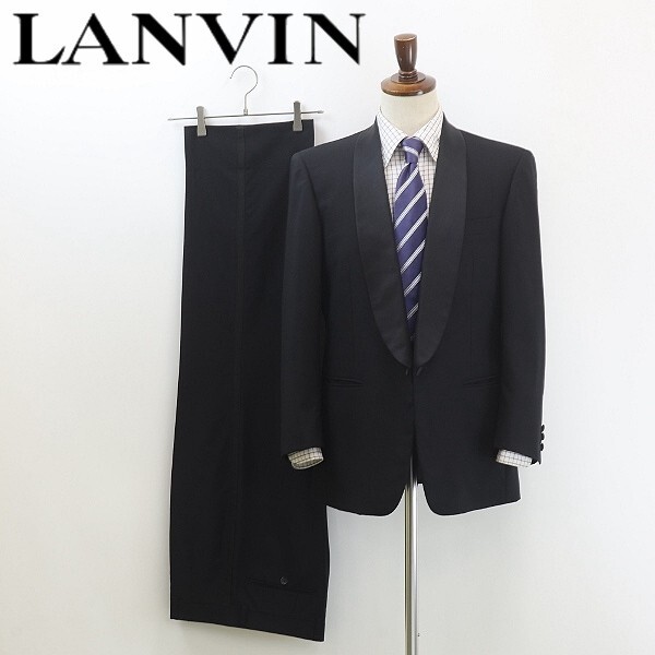 ◆LANVIN ランバン モヘヤ 1釦 タキシード スーツ セットアップ 黒 ブラック R46-44拍卖