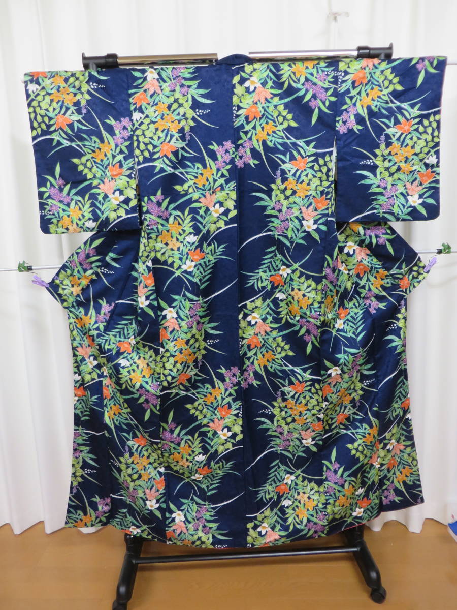<水風> 着物 小紋 春 時代劇物 演劇 練習 リメイク お茶会 着付け 草花拍卖