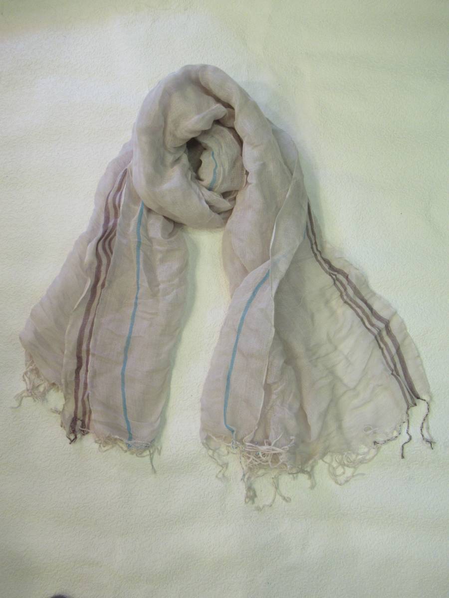 ストール ファッション小物 ユニセックストール UVケア紫外線対策 麻ストール サービス品 ベージュxブラウン拍卖