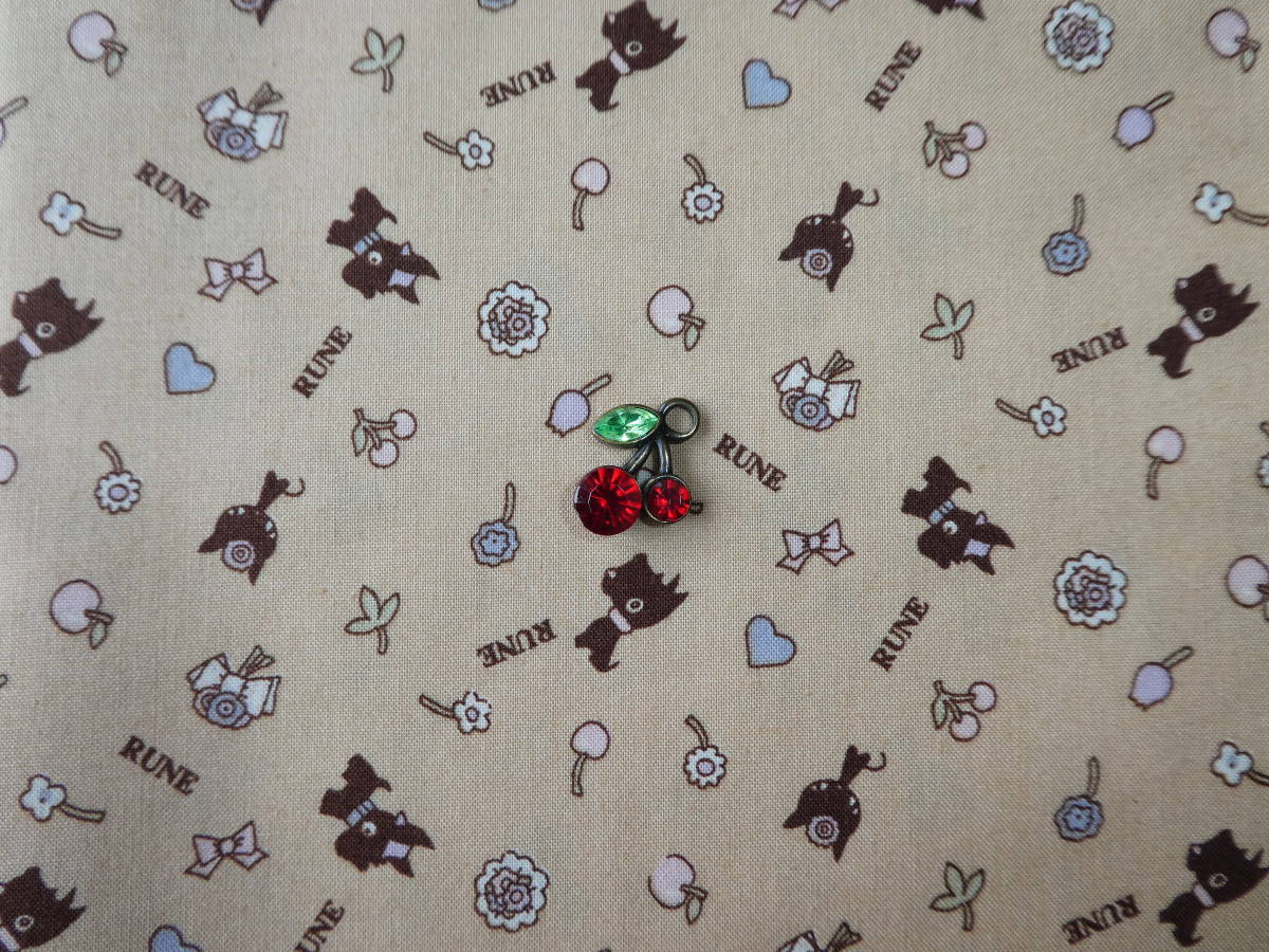 最終★レア内藤ルネテリアネコ柄生地薄茶はぎれ★レトロ昭和犬ドッグyuwaベージュ拍卖