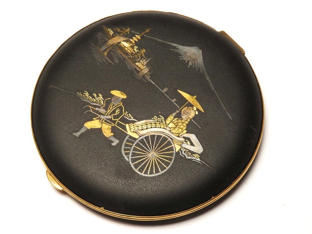 【9811】明治期 金工美術 富士に人力車 コンパクト(初品・買取品)拍卖