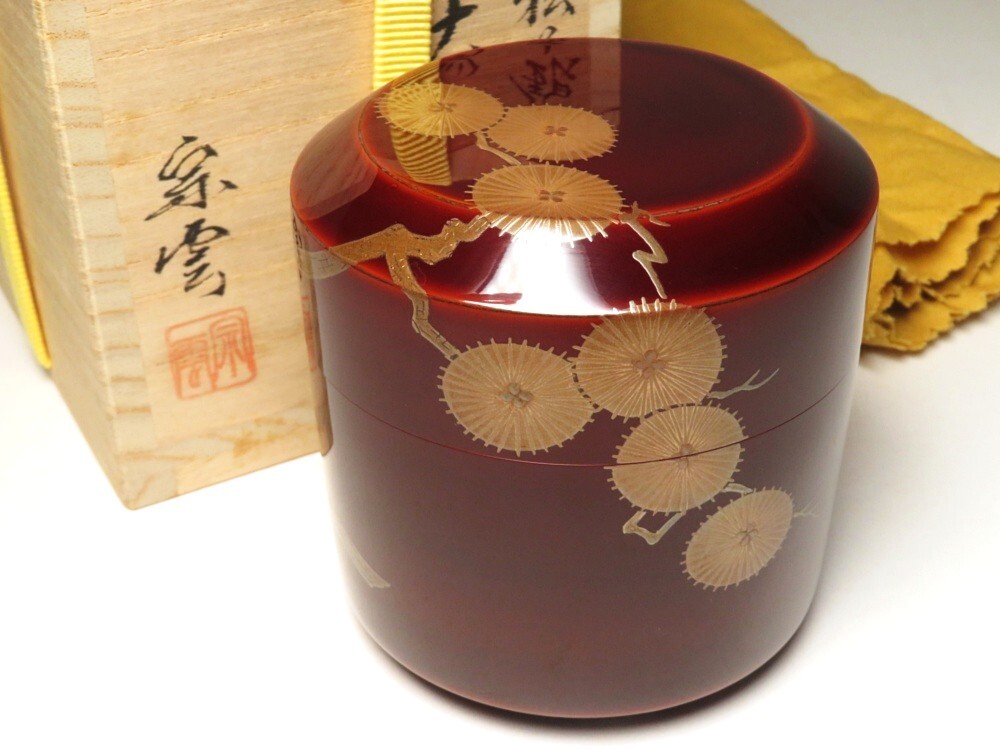 【9929】明治~大正 茶道具 銀唐松蒔絵 大雪吹 宗雲作(初品・買取品)拍卖