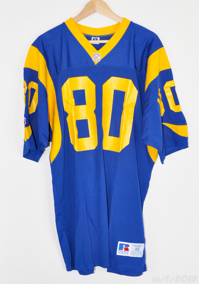 【NFL/USED】ロサンゼルスラムズジャージ(#80アイザックブルース)【Russell/ラッセル】Los Angeles Rams Isaac Bruce拍卖
