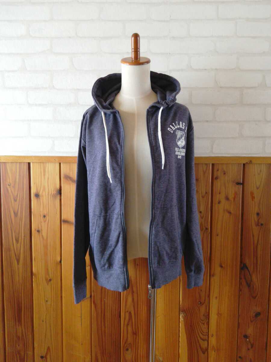 Mind Games メンズ ジップアップ パーカー Mサイズ 上着 ブルゾン 古着 カジュアル ネイビー系 カレッジ hoodie T拍卖