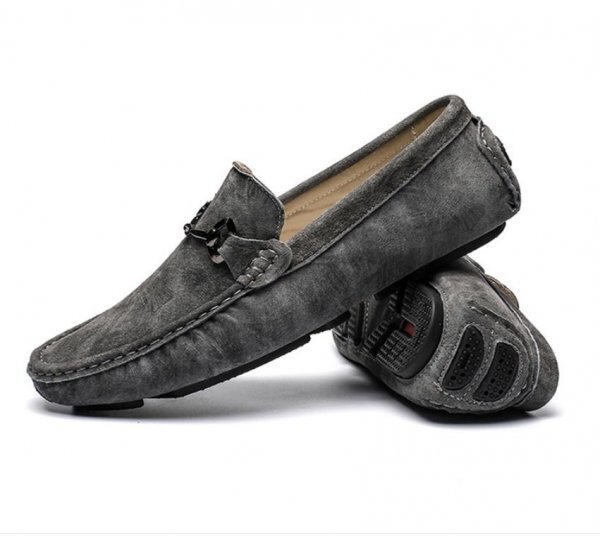 新品★未使用 ローファー スリッポン カジュアル メンズ ドライビングシューズ 紳士靴 春秋 男性靴 【5.122030】グレー 26.5cm拍卖