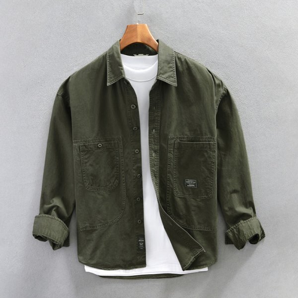 新品★未使用 ワークシャツ カーゴシャツ 長袖シャツ メンズ シャツジャケット ウエスタントレンド トップス【z760】グリーン L拍卖