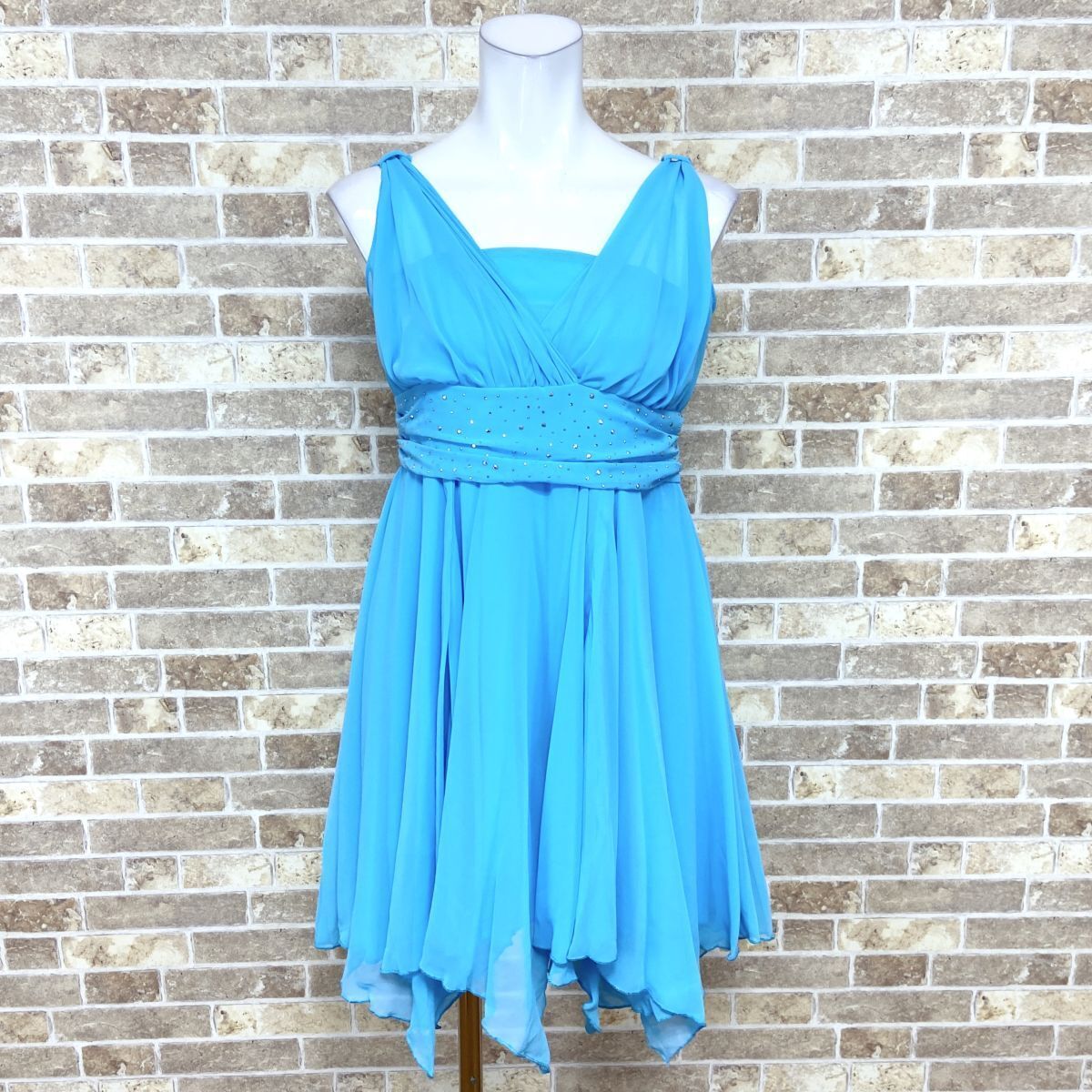 子供ドレス ceci Kid USA ワンピース 14 青 カラードレス キャバドレ 発表会 イベント 中古7074拍卖