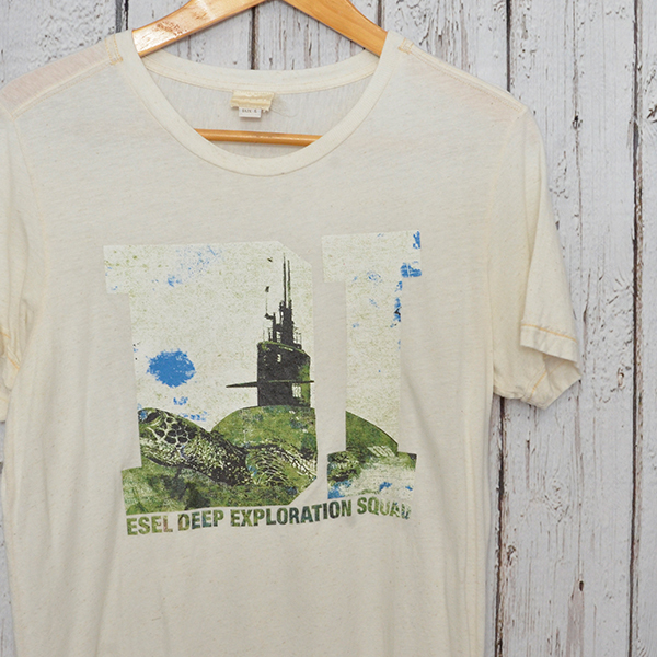 ST1917 ディーゼル DIESEL Tシャツ S 肩42 ウミガメ 潜水艦 麻 メール便可 xq拍卖