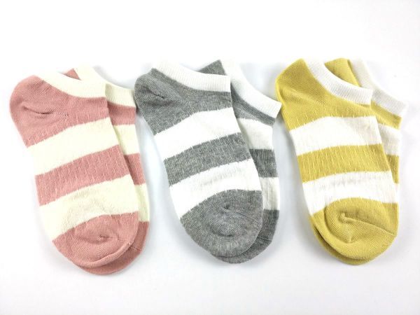 レディース 靴下 ボーダー 3点セット ソックス拍卖