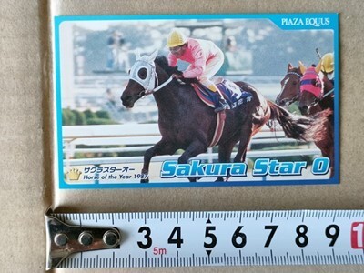競馬 JRA 非売品 年度代表馬カード サクラスターオー 1987年 菊花賞(後ろにレオテンザンとサニースワローの顔)拍卖