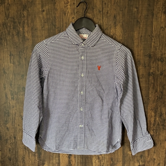 M26◇Coen | コーエン ギンガムチェック長袖シャツ パープル×ホワイト Mサイズ 中古品拍卖