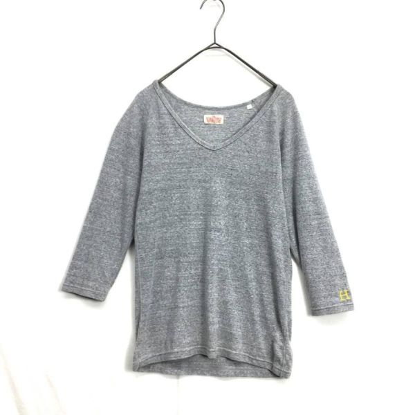EZ3131●HR MARKET 7分袖 Vネック カットソー●1●グレー ハリウッド ランチ マーケット 聖林公司拍卖