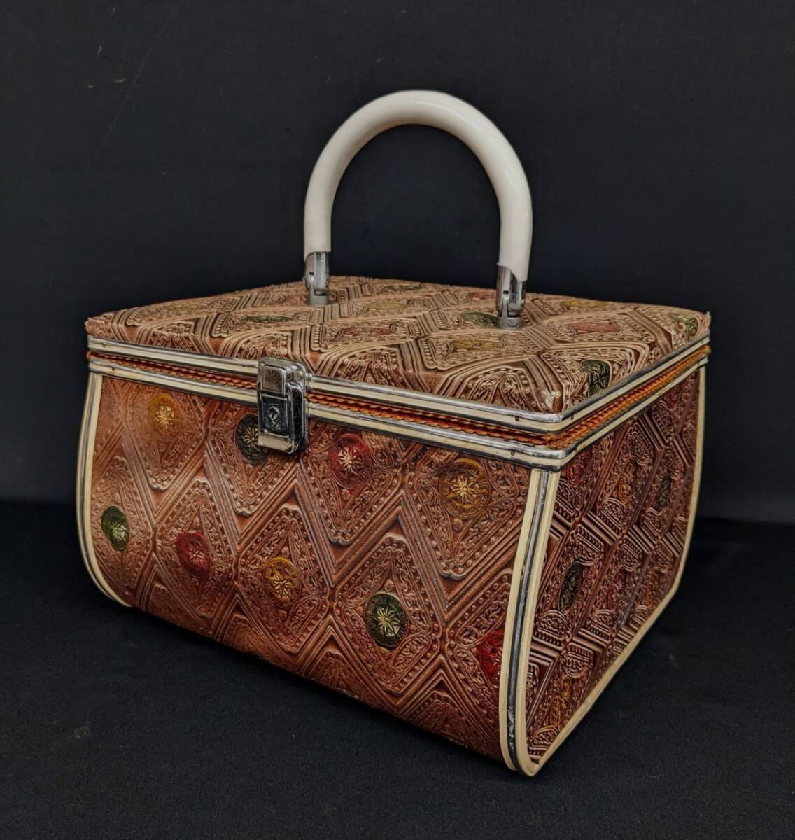 dd919● レトロ裁縫箱*ソーイングボックス*鏡付*古道具*昭和雑貨*お化粧箱*ヴィンテージ*インテリア*収納*/100拍卖