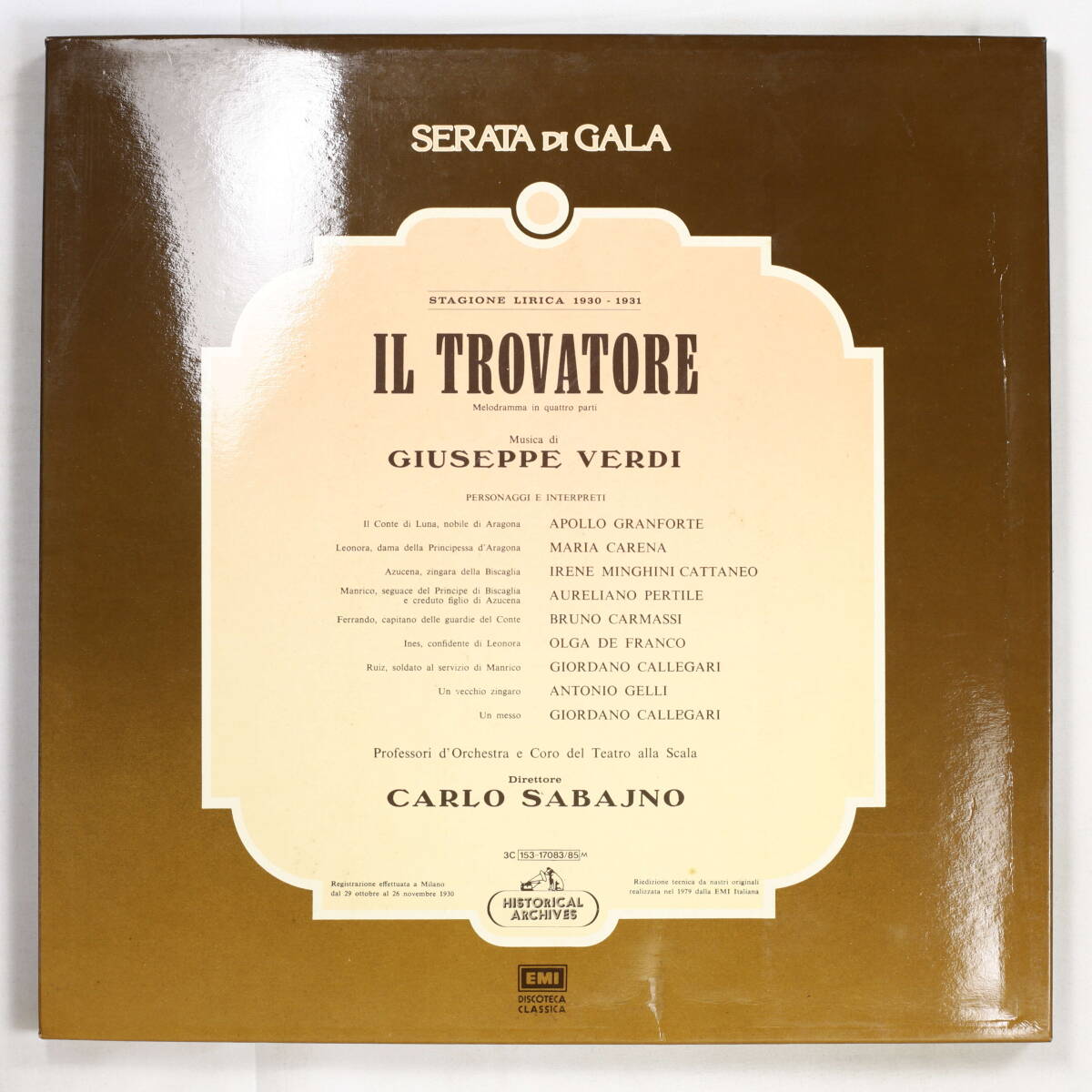 【伊盤LP-BOX】カルロ・サバイノ,スカラ座管/ヴェルディ:イル・トロヴァトーレ(並良品,HMV,1930,3LP,SP復刻,Carlo Sabajno)拍卖