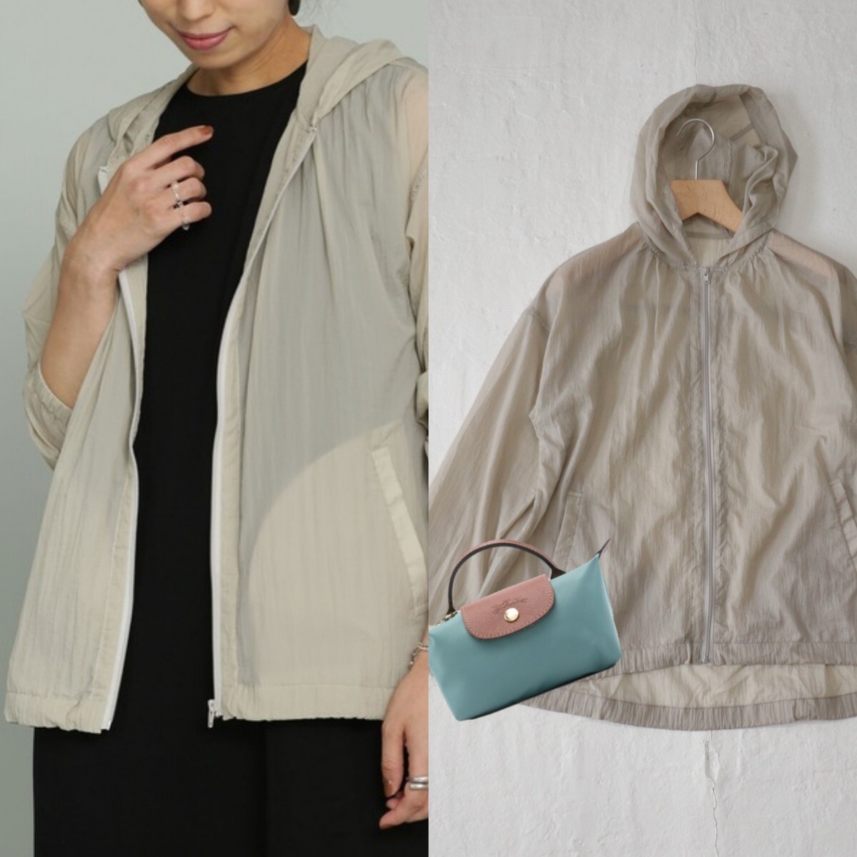 【送料無料】美品*ナノユニバース|抗菌撥水♪ポケッタブルフードブルゾン(nano・universe)拍卖