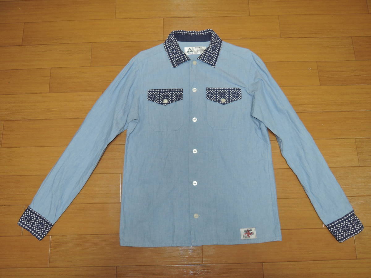 チャレンジャー CHALLENGER バンダナ柄シャツ S デニム シャンブレー 長袖/拍卖