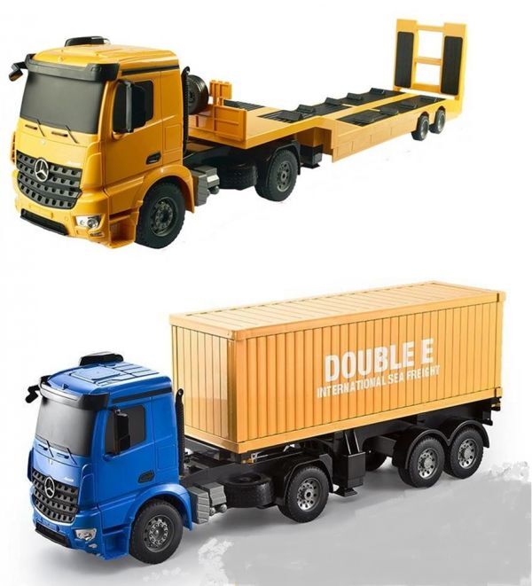 2.4Ghz 1/20スケール 超大型 重機回送トレーラーラジコン、海上コンテナトレーラーラジコン 2台セット拍卖