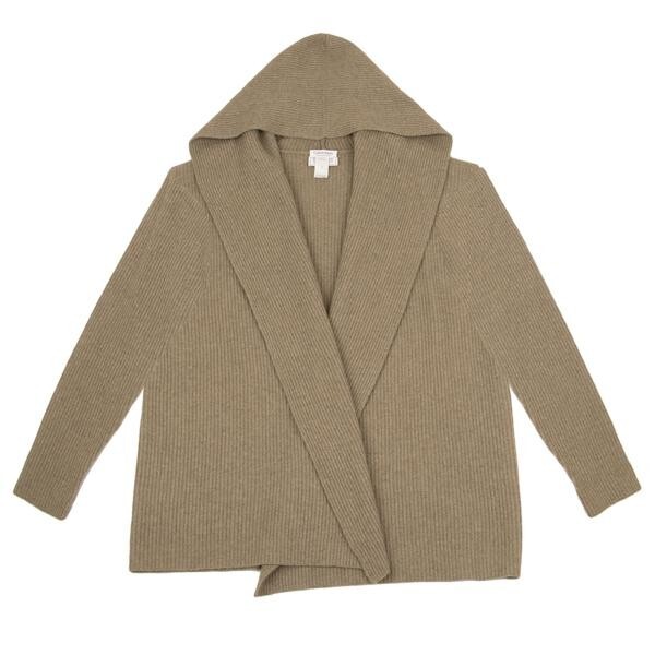 カルバンクライン コレクションCalvin Klein COLLECTION カシミア混リブニットフードカーディガン ベージュS拍卖