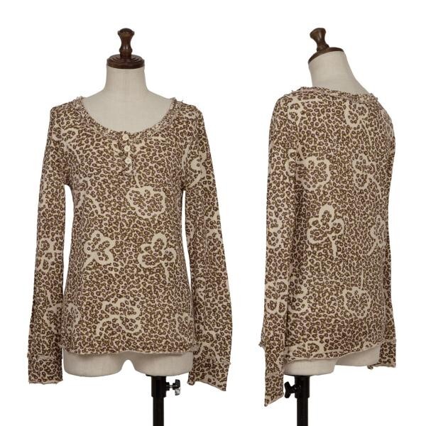 マークバイマークジェイコブス 裁ち切りフローラルプリントヘンリーネックカットソー ベージュ茶他S拍卖