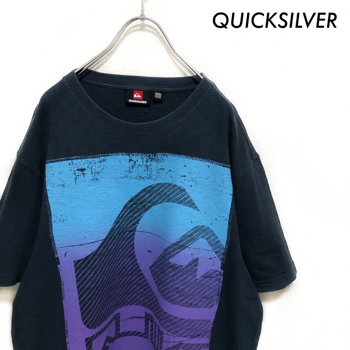 【送料無料】QUICKSILVER クイックシルバー★半袖Tシャツ ビッグロゴプリント ネイビー 紺拍卖