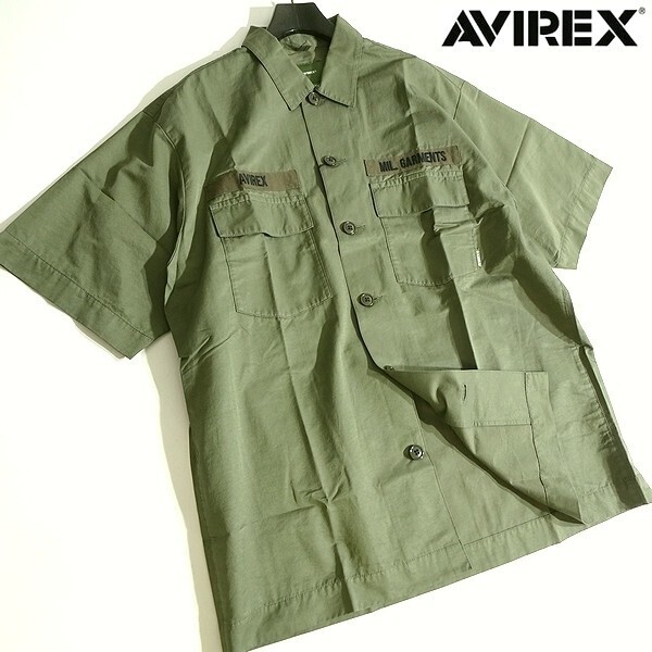 AVIREX アヴィレックス 新品 定価1.1万 ミリタリーテイスト満載 襟付き 半袖 ユーティリティ シャツ 6125102 73 2 ▲033▼kkf463us拍卖