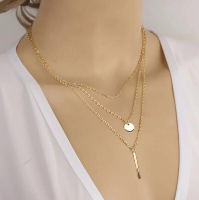 チョーカー 首輪 韓国 ネックレス ゴールド シンプル チェーン ラウンド LT 多層 スパンコール 金属 ストリップ ペンダント 鎖骨 #C844-3拍卖
