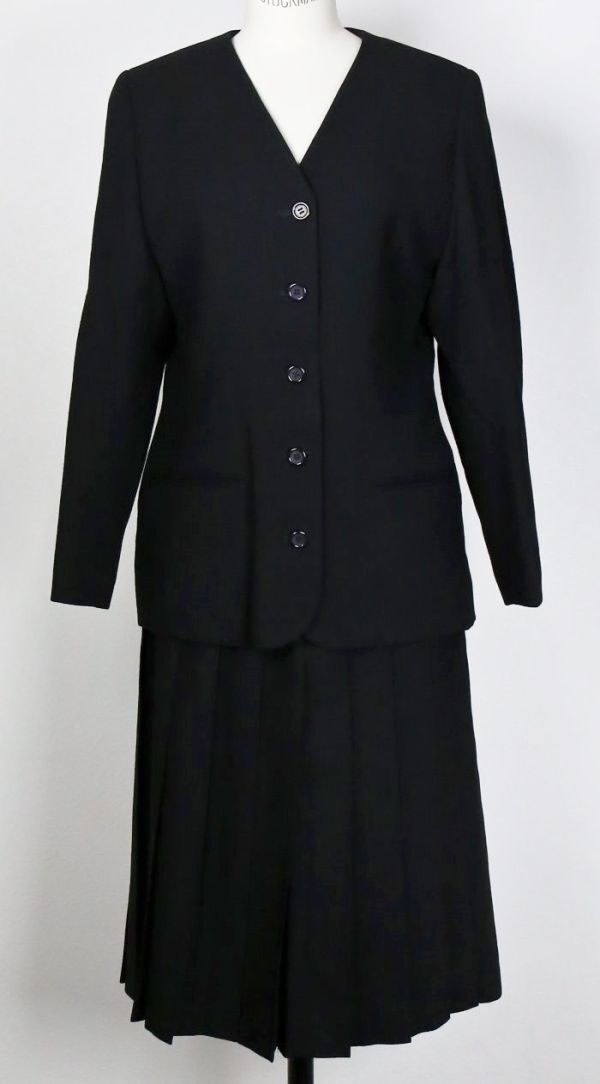 90S vintage BURBERRYS wool jacket skirt suit size 10 バーバリーズ ジャケット スカート スーツ 丸善 英国製 b9429拍卖