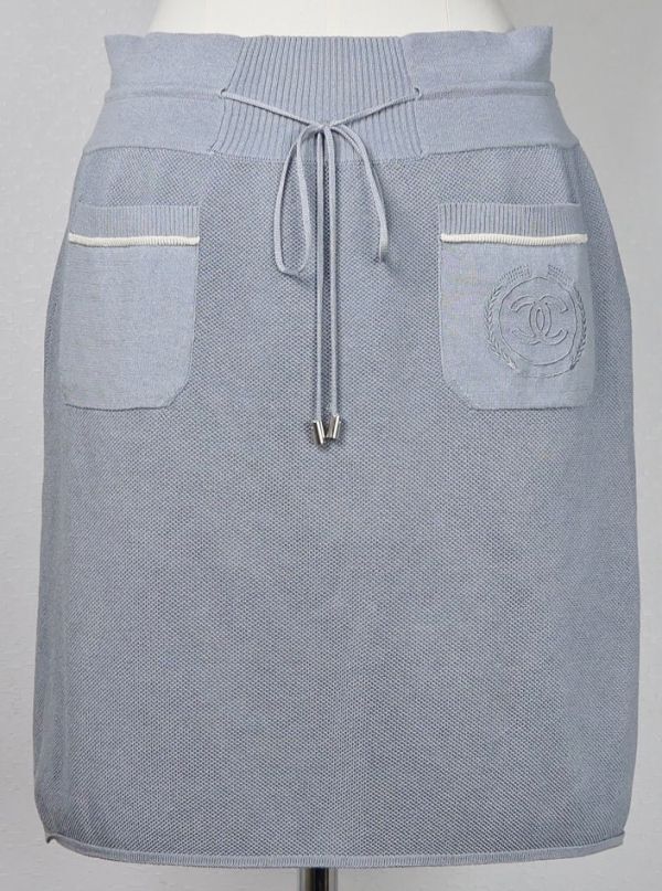 CHANEL silk cotton coco skirt size 36 シャネル ココマーク 刺繍 シルク コットン スカート b9401拍卖