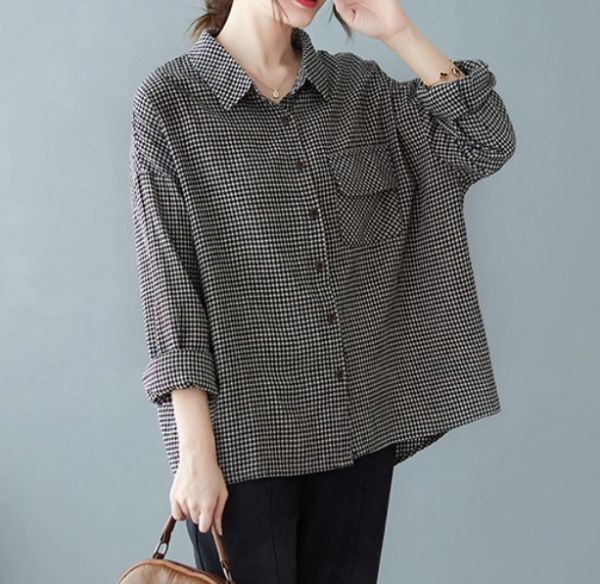 レディース トップス ブラウス シャツ チェック柄 カジュアル FY65拍卖