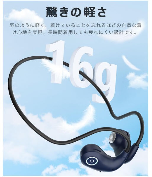 【送料無料】オープンイヤーイヤホン DSPアンプ オープン型 ワイヤレスイヤホン Bluetooth5.4 耳掛け 物理ボタン ブルー拍卖