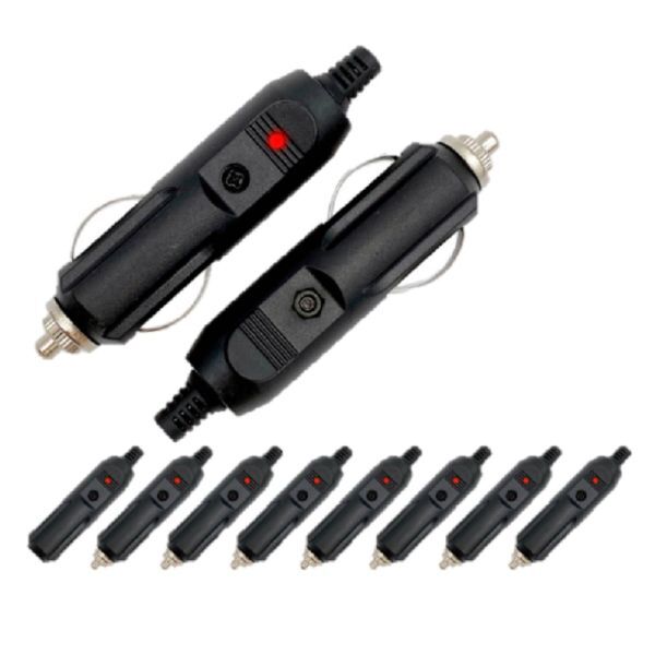 送料無料! シガー ソケット オス プラグ 12V 24V 対応 汎用 10個 セット LED 付 コネクタ シガレット シガーライター カーアクセサリー拍卖