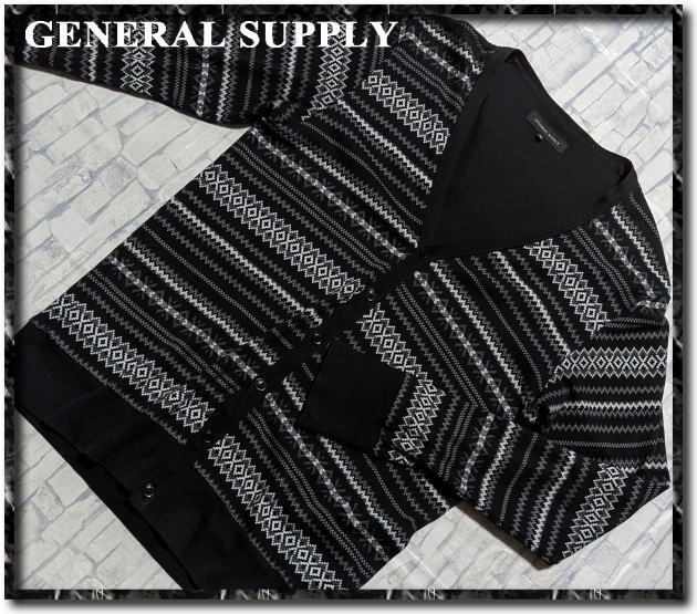 ★GENERAL SUPPLY ジェネラルサプライ ボーダーカットカーディガン 黒★拍卖