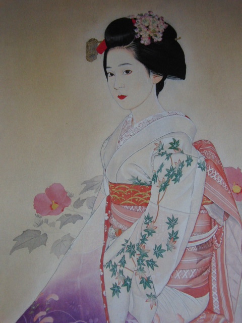 青山亘幹、【舞妓】、希少な額装用画集より、新品額装付、状態良好、送料込み拍卖