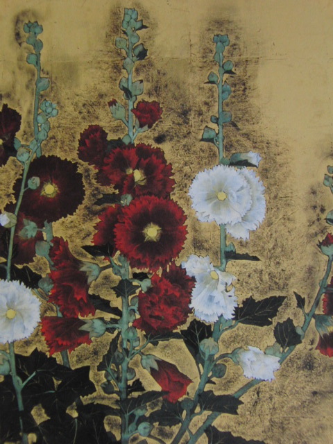 松本祐子、【紅白立葵】、希少な額装用画集より、新品額装付、状態良好、送料込み拍卖