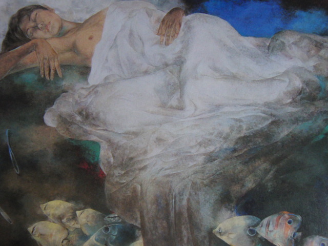 稲元実、【午睡】、希少な額装用画集より、新品額装付、状態良好、送料込み拍卖