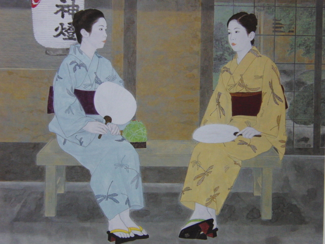 堀泰明、【祭囃子】、希少な額装用画集より、新品額装付、状態良好、送料込み拍卖