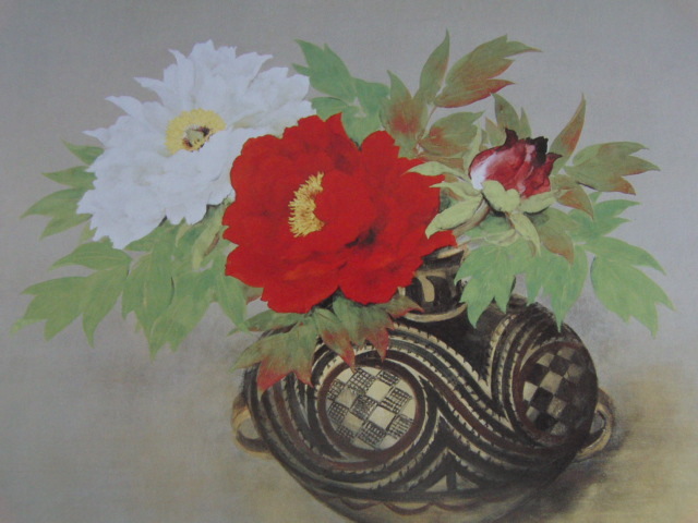 岡信孝、【富貴花】、希少な額装用画集より、新品額装付、状態良好、送料込み拍卖