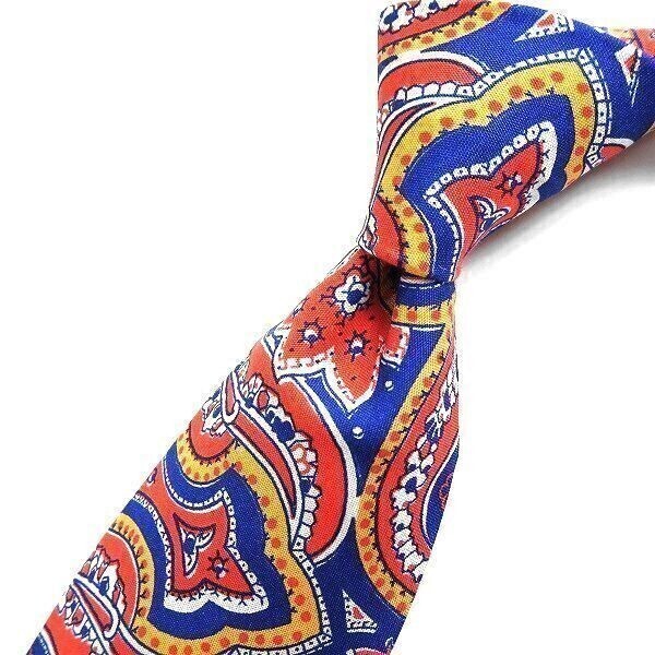 Paul Stuart ポールスチュアート 新品 定価1.6万 拘りの英国製 清涼シルク100% 絹 総柄 ネクタイ ▲022▼bus009ti拍卖