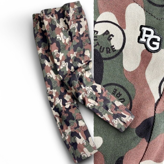 PEARLY GATES パーリーゲイツ 定価3万 コットン混ツイル ニコちゃん×迷彩 ストレッチ パンツ ゴルフウェア 2131021 181 6▲034▼50217w03拍卖