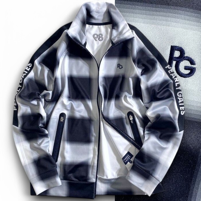 PEARLY GATES パーリーゲイツ 定3万 春物 チェック ストレッチ スタンドカラー ブルゾン ジャケット ゴルフ 2262801 120 4 ▲034▼50303w02拍卖