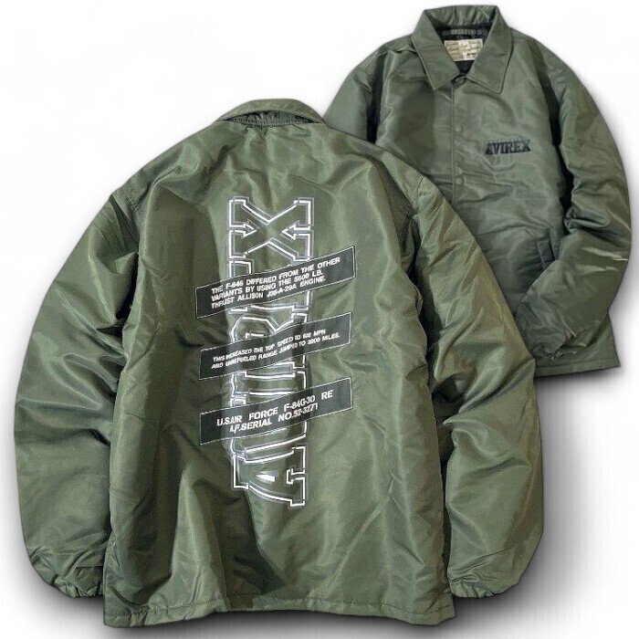 AVIREX アヴィレックス バックプリント 中綿入り ナイロン コーチジャケット ミリタリージャケット ブルゾン 6112165 2XL ▲025▼41217w07拍卖