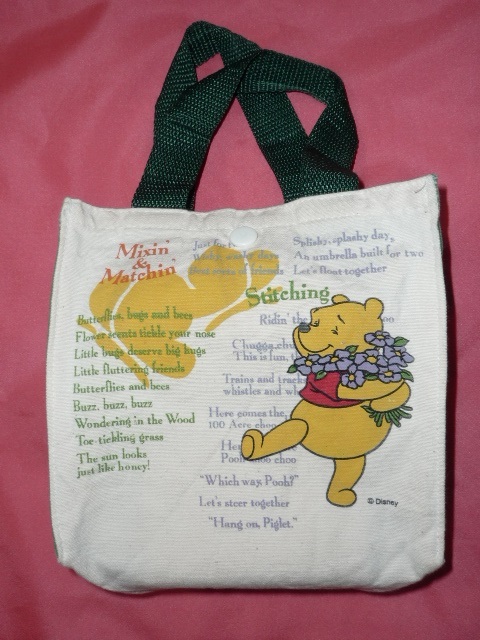 激レア!カワイイ♪ディズニー くまのプーさん キャンパス地 ミニトートバッグ☆拍卖