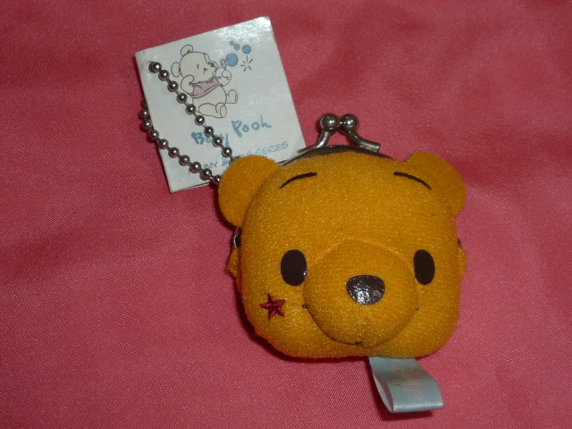 激レア!カワイイ♪ ディズニー くまのプーさん 顔型 がまぐち キーチェーンホルダー拍卖