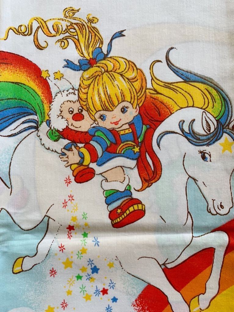 レインボーブライト 枕カバー 80's ヴィンテージ ピローケース ハンドメイド コレクターリメイク USEDシーツ アメコミ キャラクター拍卖