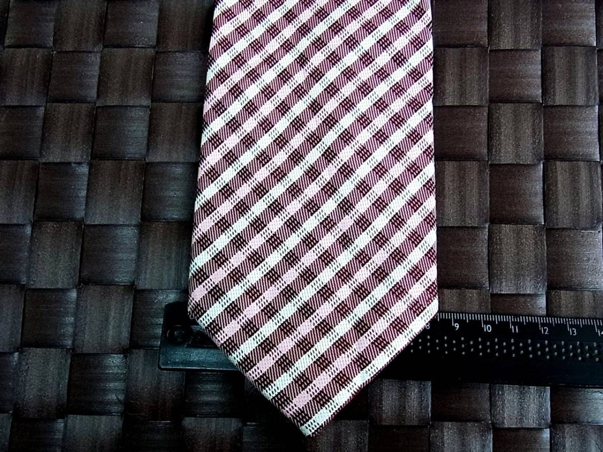 【特選】1114美品カルディアーネ「CALDIANE」ネクタイ【人気の中細ナロータイ】シルク100%/格子拍卖