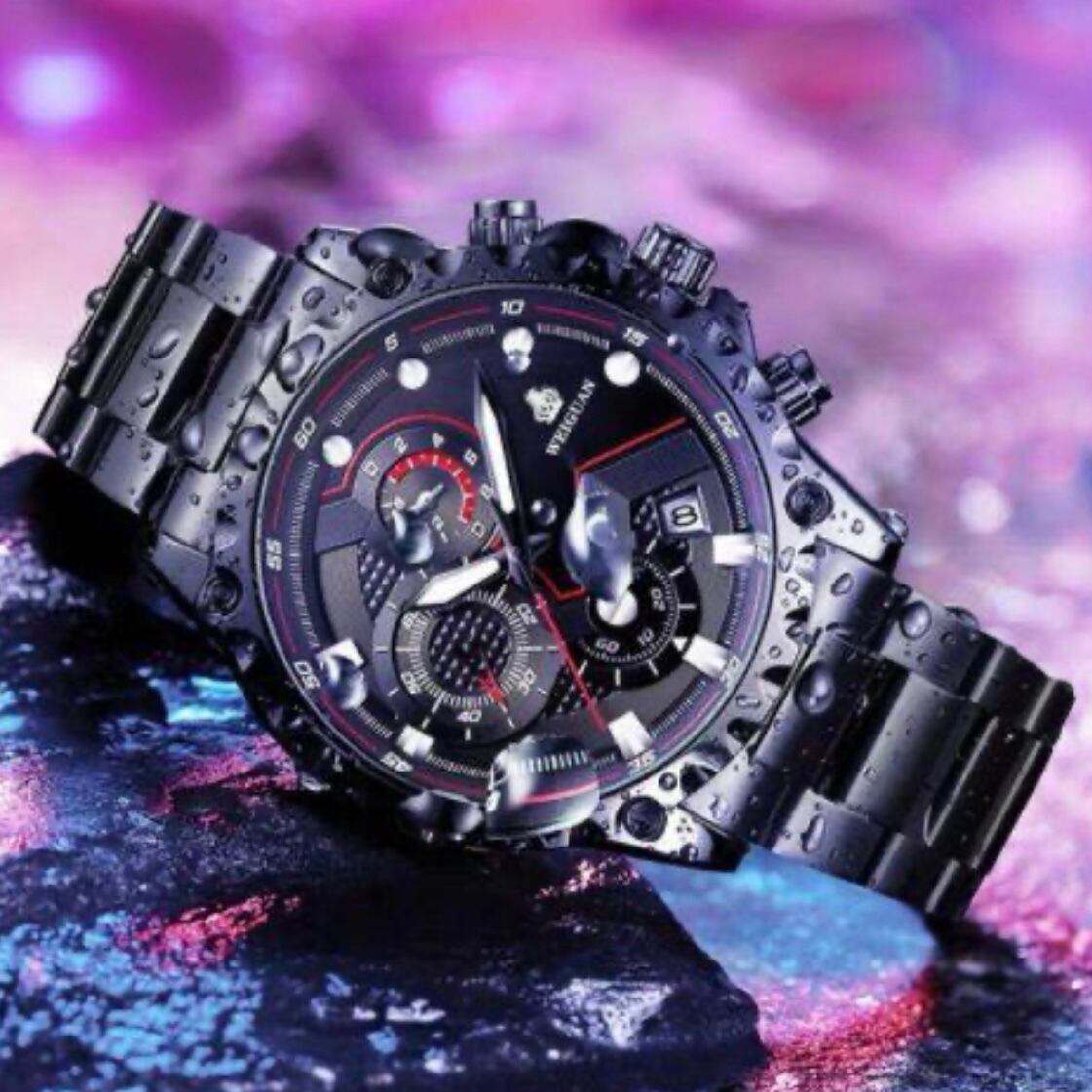 クロノグラフ腕時計 メンズ デュアル クォーツ ラグジュアリー拍卖