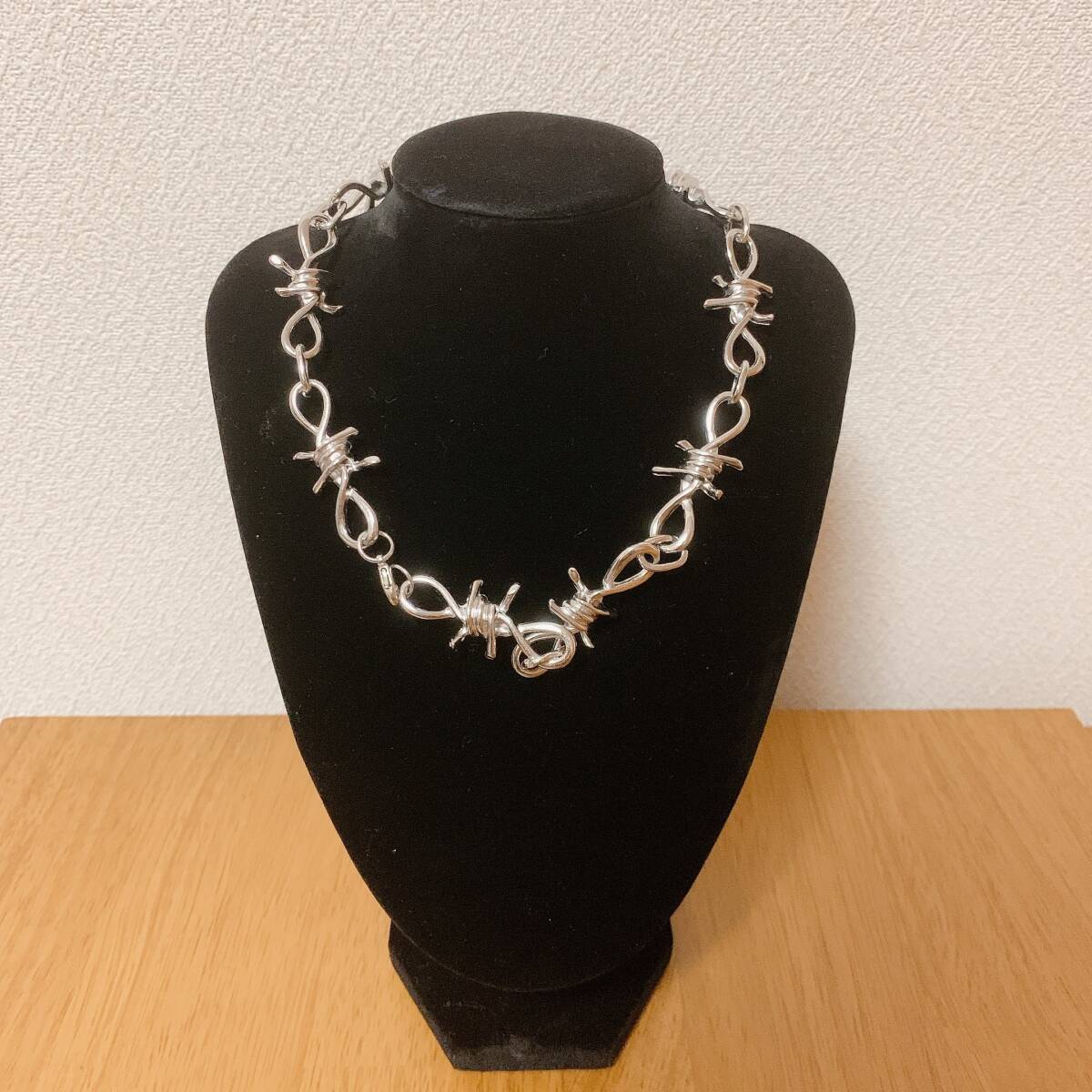 有刺鉄線 ネックレス シルバーチェーン 韓国ファッション ロック系拍卖