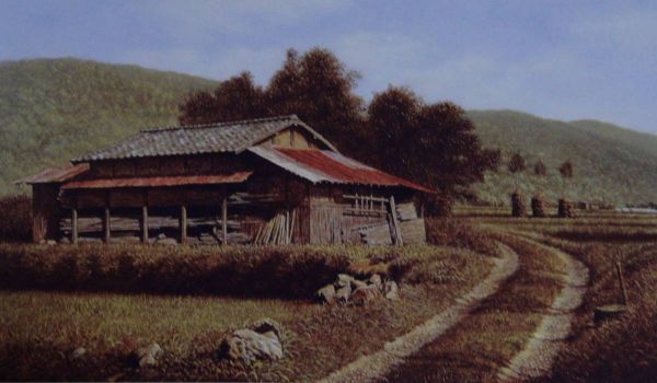 吉田伊佐、『郷』、希少画集より、状態良好、新品木製額・額装付、送料込み、洋画拍卖