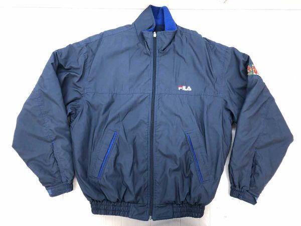 フィラ FILA GOLF ゴルフ オールド レトロ アメカジ ストリート 古着 裏起毛 中綿 ブルゾン ジャケット メンズ ポリエステル100% 46 紺拍卖