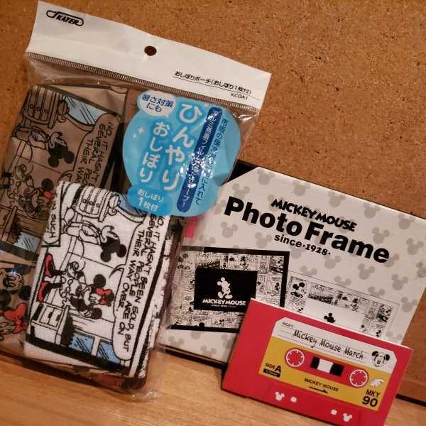 未使用♪ミッキーマウス3点セット/おしぼり&ポーチ/メモパッド/フォトフレーム拍卖